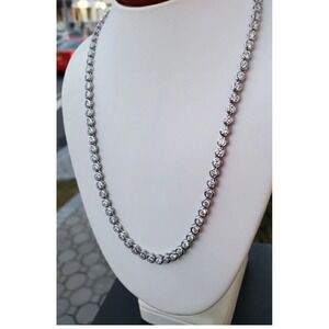 Tennis‎ Necklace Crystal Rhinestone Silver Tone Sparkly Chain